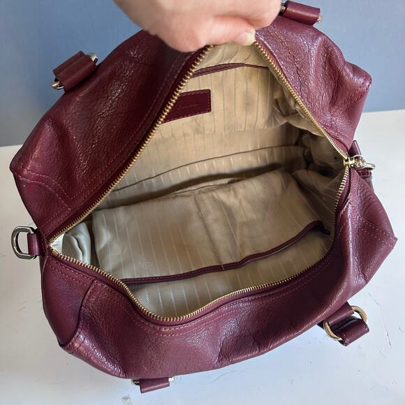 Cole Haan satchel bag burgundy red medicine bag satchel leather medium horse bit - Picture 12 of 13